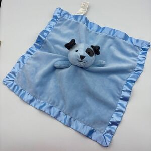 Stepping Stones Blue Puppy Dog Baby Security Blanket Lovey Satin Trim Eye Patch